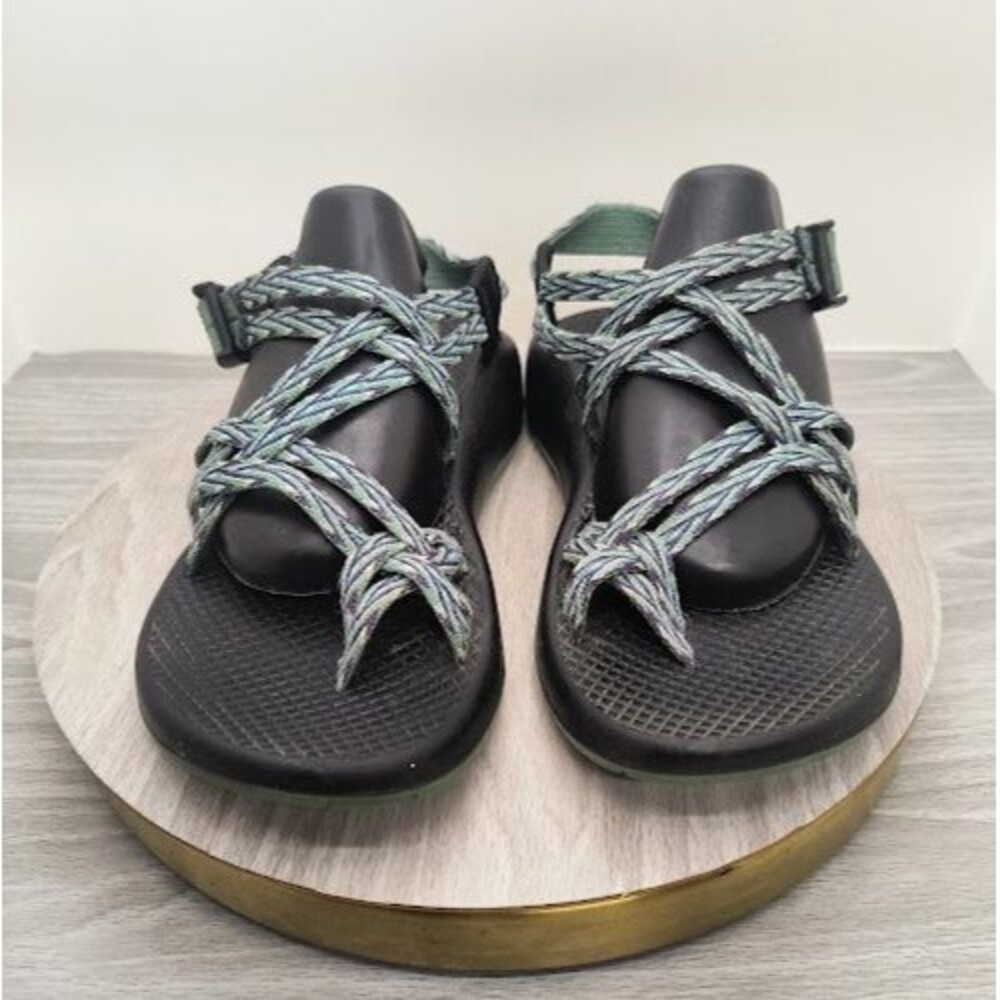 Chaco ZX/2 Classic Hiking Sandals Green Blue Double Strap Women`s Size 8